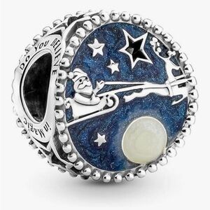 Christmas slide charm with Santa and sleigh Sterling 925 stamped fits Pandora